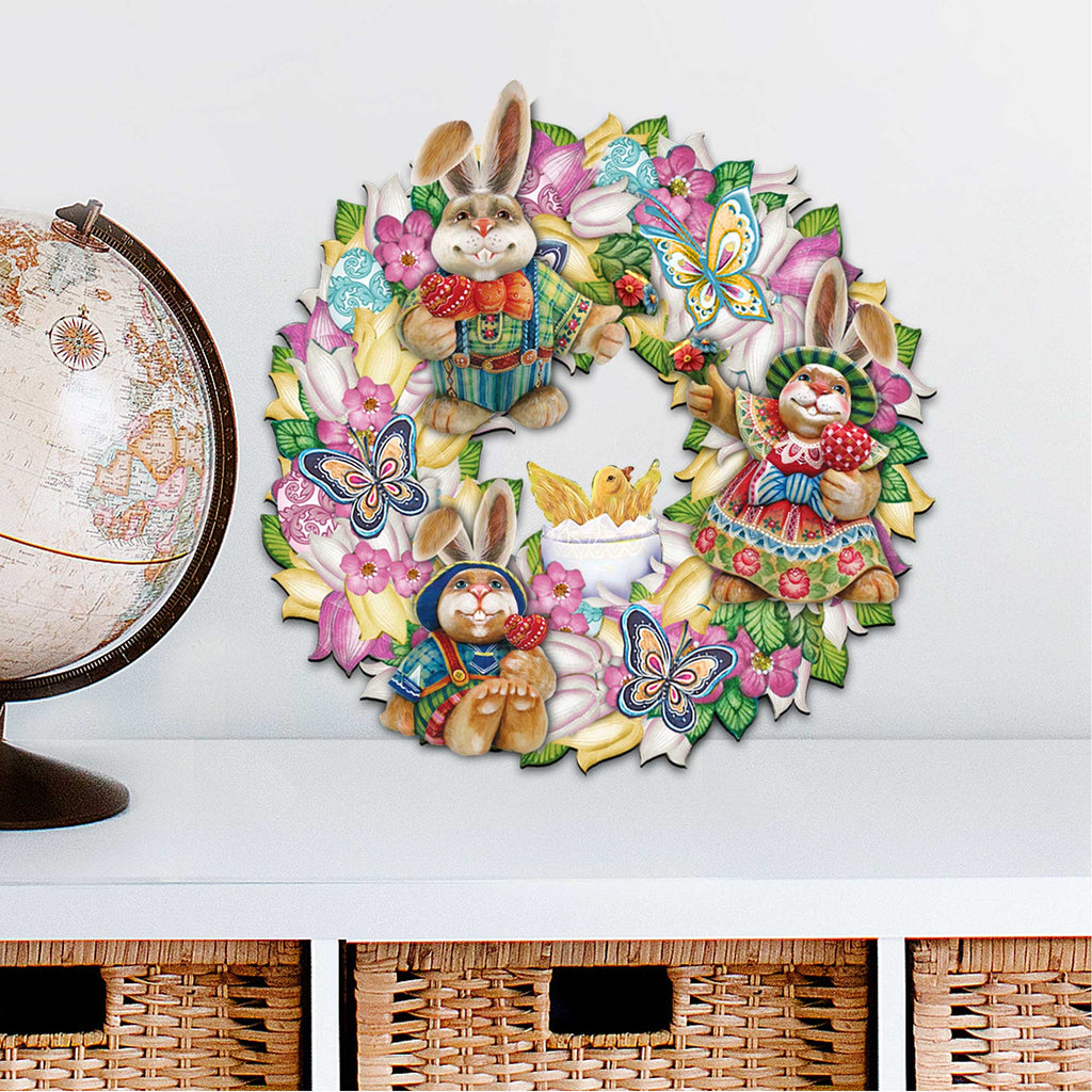 Easter Family Holiday Door Wreath by G. DeBrekht - Easter Spring Decor - 8185301-3H