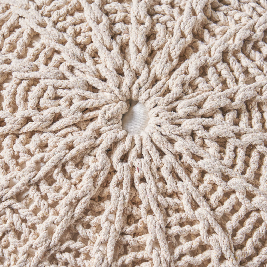 Bordeaux Knitted Cotton Round Pouf