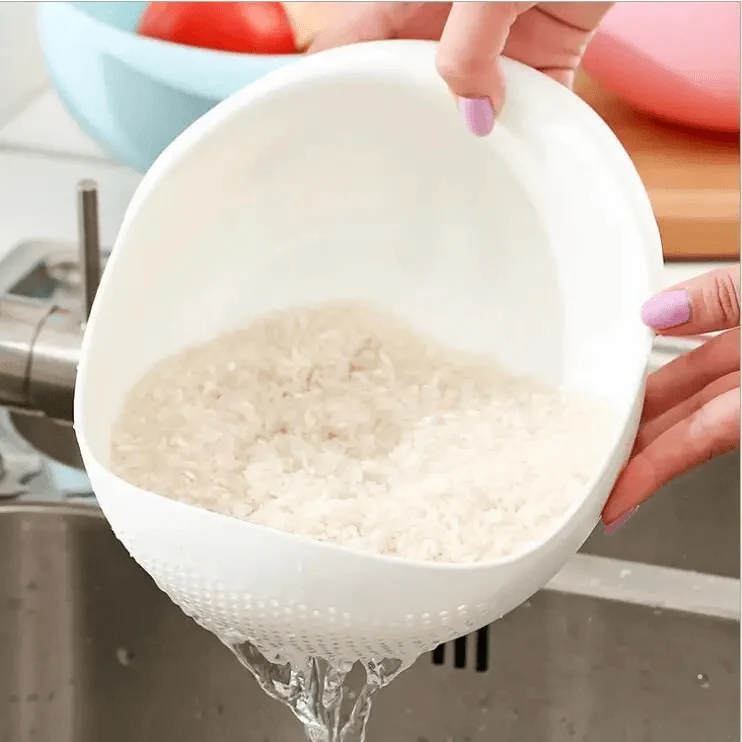 2PCS Nordic Food Grade Plastic Rice Beans Peas Washing Filter Strainer Basket Sieve Drainer Cleaning Gadget Food Grade Plastic Rice Beans Peas Washing Filter Strainer Basket Sieve Drainer Cleaning Gadget Kitchen Accessories