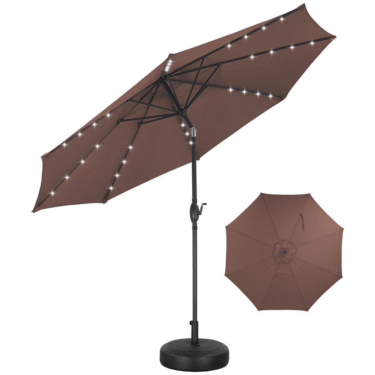 Ainfox 10ft Solar Patio Umbrella Outdoor Umbrella Market Umbrella With Decorative Pattern Umbrella