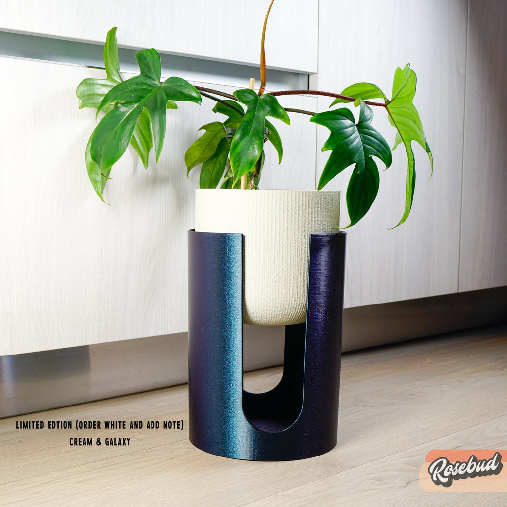 Modern Elevated Planter and Plant Stand Set - 2-Piece Plant Pot with Drainage in Multi Colors & Sizes, Mid-Century Modern Indoor Plant Stand