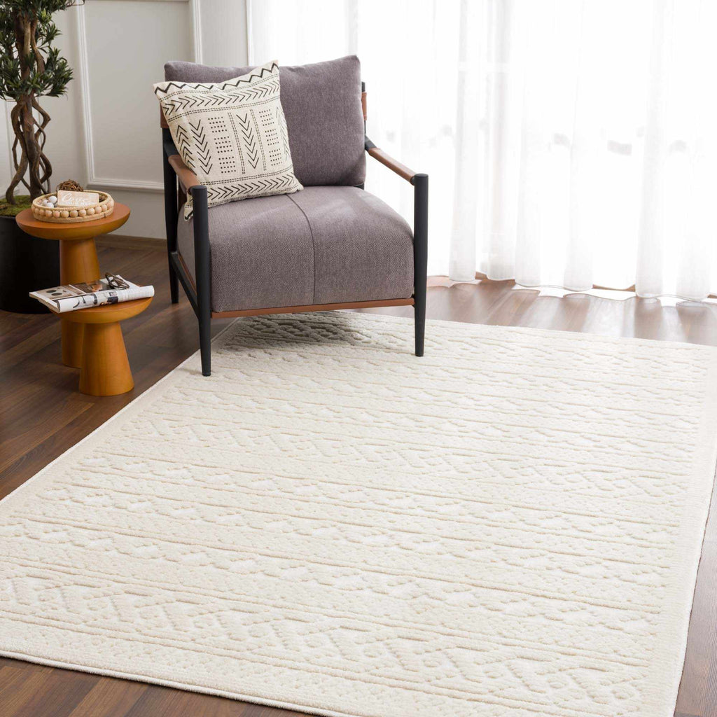 Fadey White 3D Washable Rug