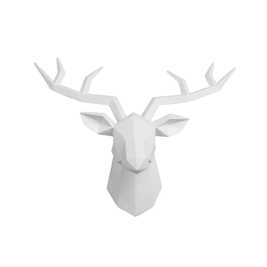 Deer Head Sculpture Animal Statue Figurines Wall Hanging Creative Elk  Art Antlers Statuette for Office Decoration Wall Mount