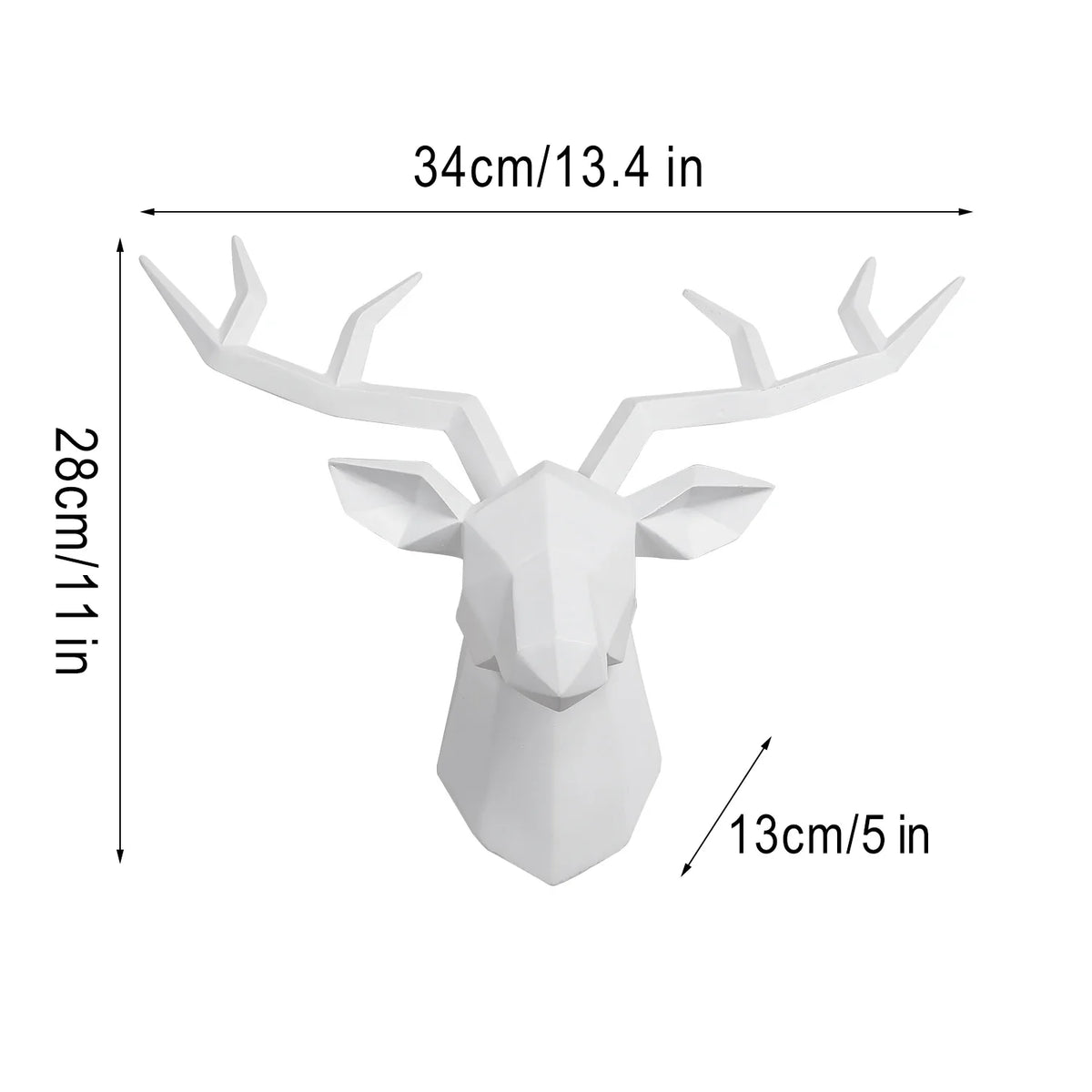 Deer Head Sculpture Animal Statue Figurines Wall Hanging Creative Elk  Art Antlers Statuette for Office Decoration Wall Mount