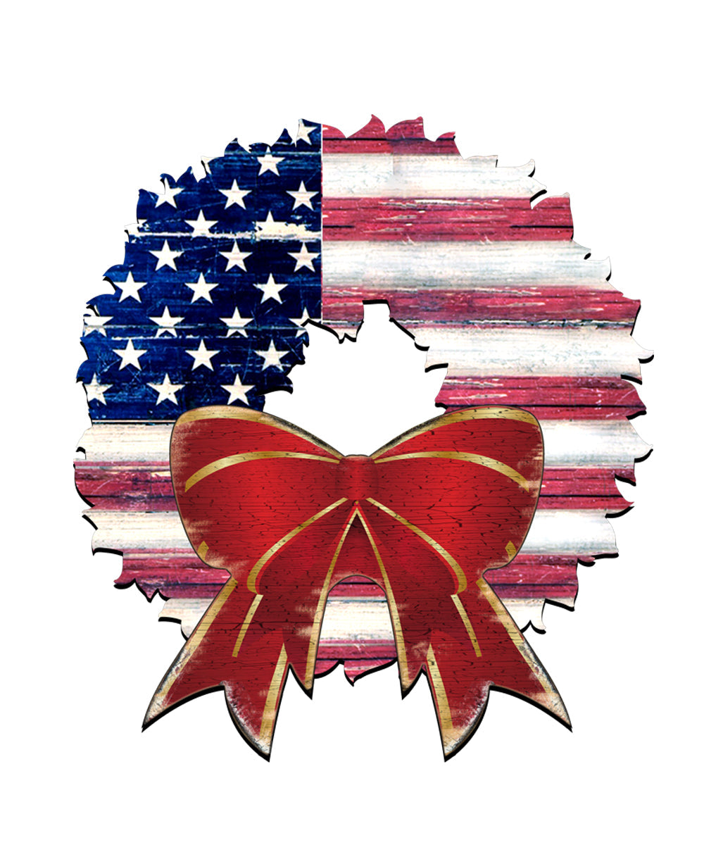 American Flag Holiday Door Wreath by G. DeBrekht - American Christmas Decor - 8185302H
