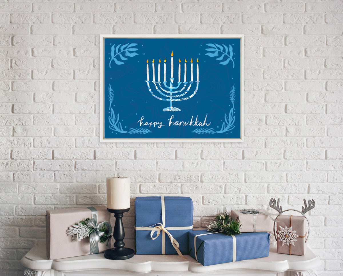 Sylvie Happy Hanukkah Framed Canvas by Jessi Raulet of Ettavee