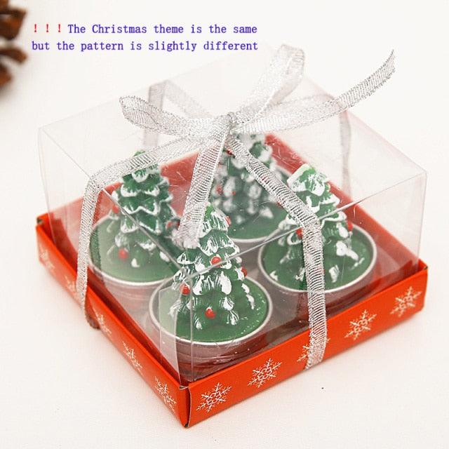 Christmas Candles Paraffin Home Desktop Decorations Tea light Candles Handmade Delicate Santa Snowman Acorn Tree Candles For Christmas Home Decoration Gifts Wedding Party Holiday Lights Christmas Ornaments