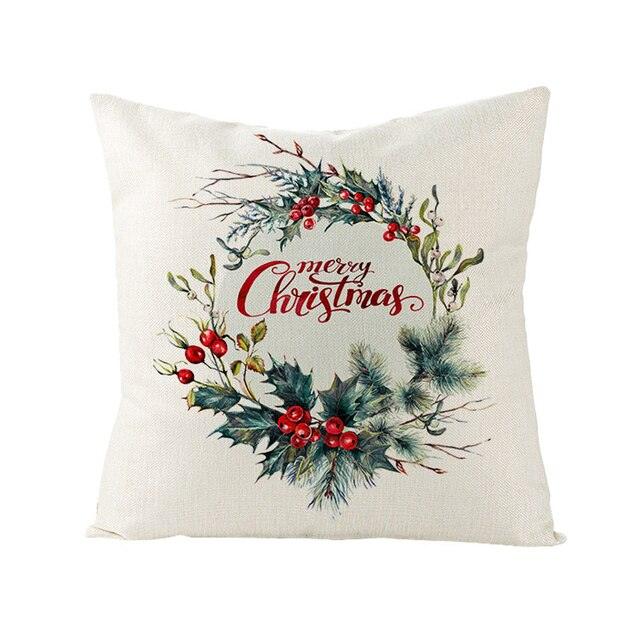 Christmas Cover Cushion For Home Decor Pillowcase Santa Claus Christmas Throw Pillow Covers Waterproof Outdoor Pillow Covers Cotton Linen Christmas Pillow Covers Linen Print Merry Christmas Navidad 2022 New Year Gift 45x45CM