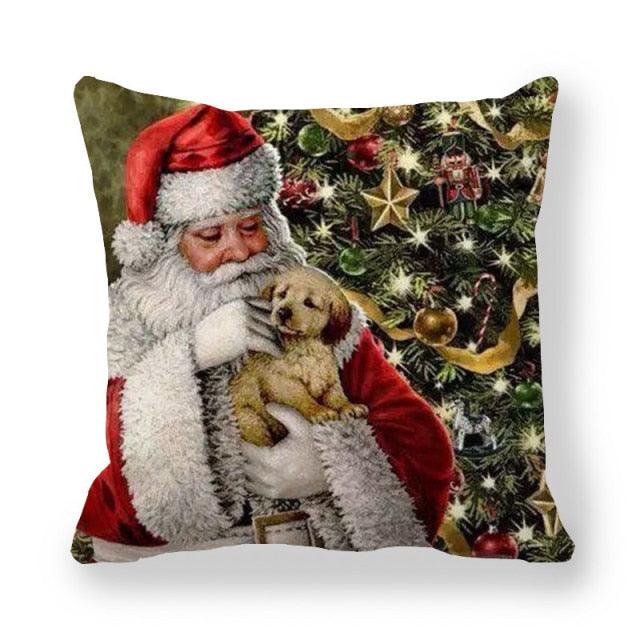 Christmas Ornaments Merry Christmas Decorations Throw Pillow Covers Santa Claus Snowman Merry Christmas Decorative Pillow Cases Home Decor Navidad Home Decor Cushion Cover Happy New Year 2022 45x45CM
