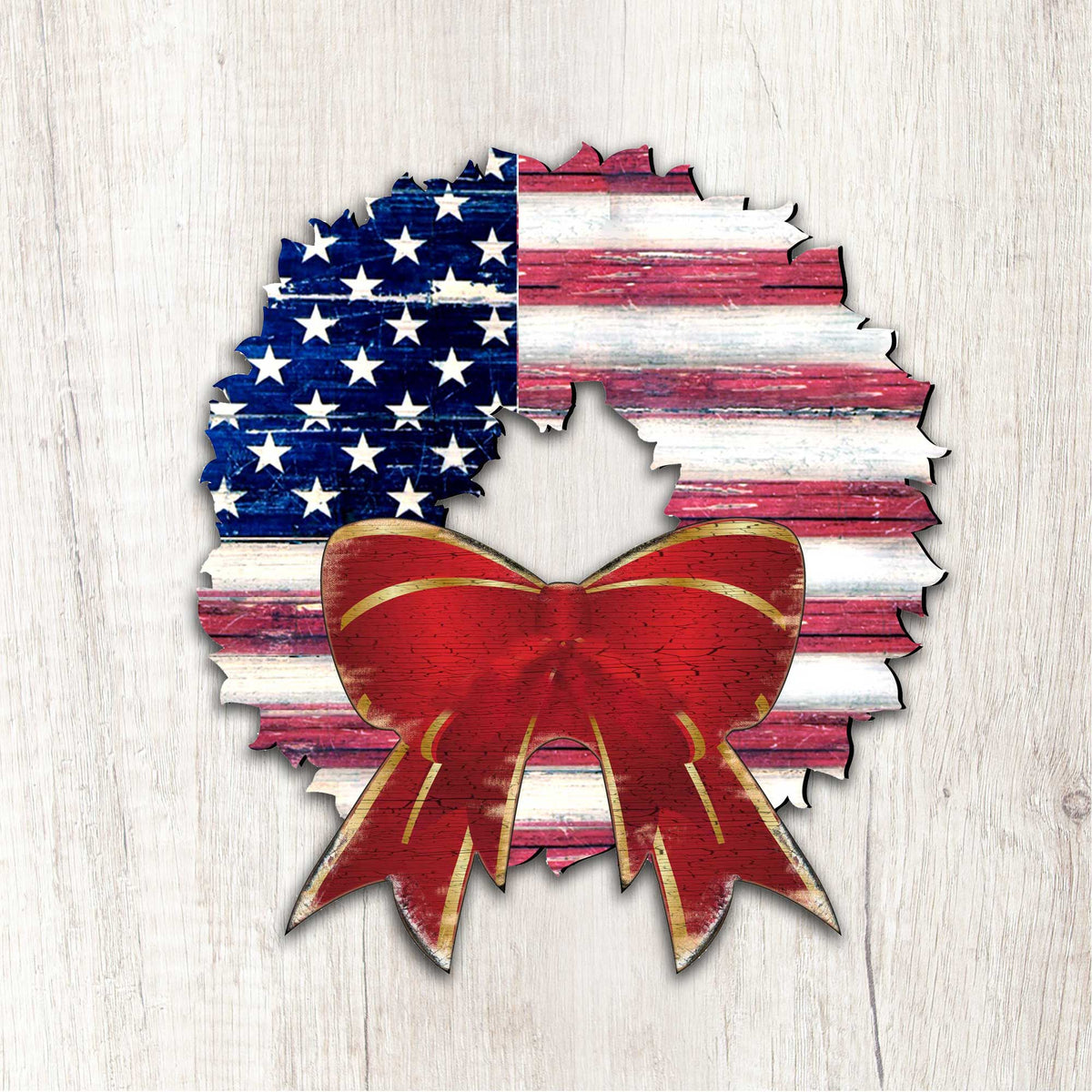 American Flag Holiday Door Wreath by G. DeBrekht - American Christmas Decor - 8185302H