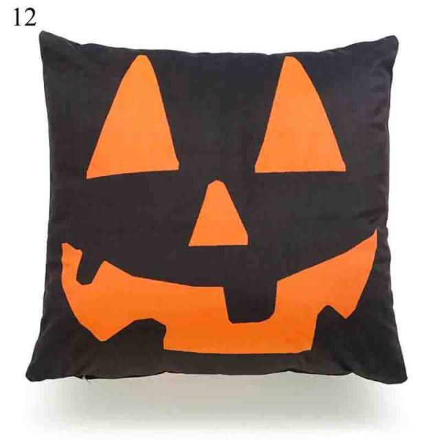 Halloween Cushion Cover Soft Linen Pillow Case Sofa Decoration Pumpkin Printed Pillow Case Orange And Black Pillow Cover For Living Room Car Pillowcase Home Supplies