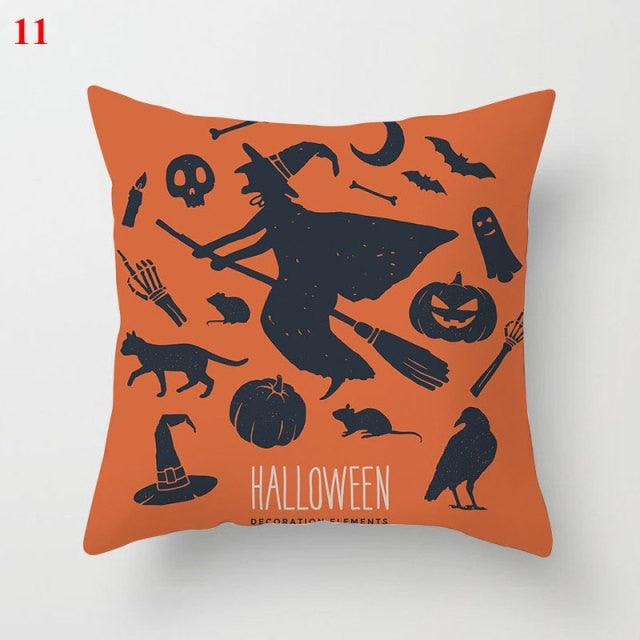 Halloween Cushion Cover Soft Linen Pillow Case Sofa Decoration Pumpkin Printed Pillow Case Orange And Black Pillow Cover For Living Room Car Pillowcase Home Supplies