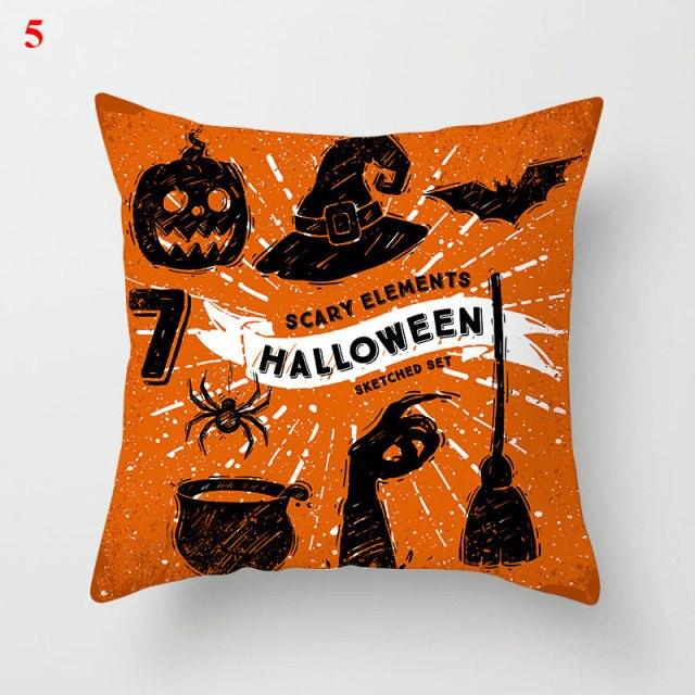 Halloween Cushion Cover Soft Linen Pillow Case Sofa Decoration Pumpkin Printed Pillow Case Orange And Black Pillow Cover For Living Room Car Pillowcase Home Supplies