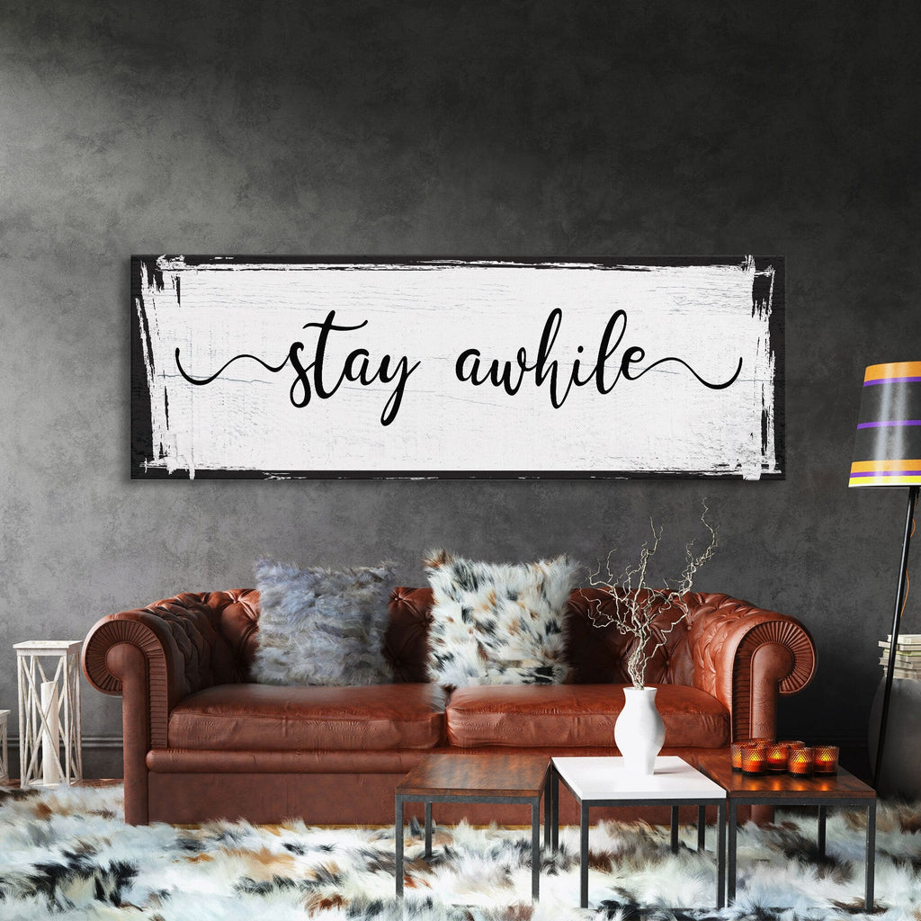 Stay awhile sign, Stay Awhile Canvas Print, Living Room Signs, Living room wall decor, Entryway Wood sign, wooden signs, Mothers Day gifts