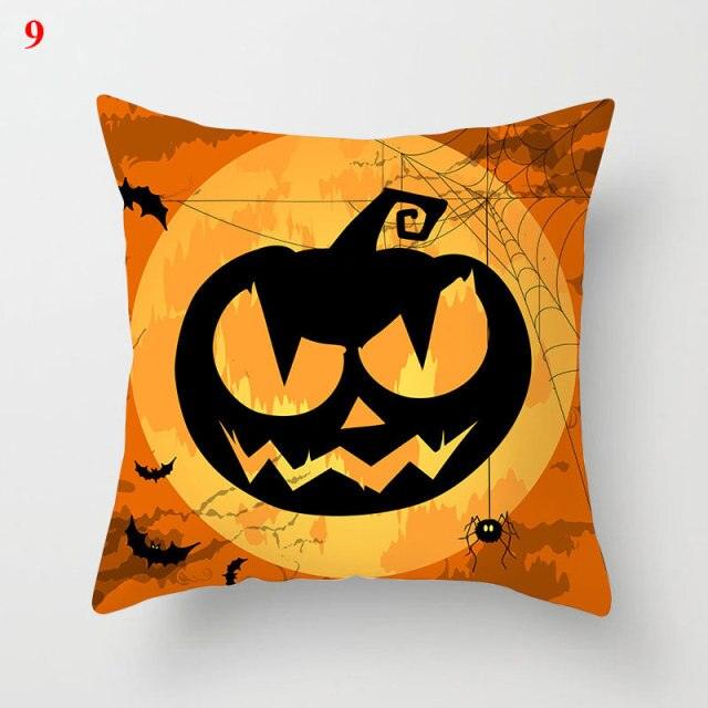 Halloween Cushion Cover Soft Linen Pillow Case Sofa Decoration Pumpkin Printed Pillow Case Orange And Black Pillow Cover For Living Room Car Pillowcase Home Supplies